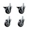Service Caster 3.5'' Thermoplastic Rubber Swivel 3/4'' Square Stem Caster Set 2 Brake, 4PK SCC-SQ20S3514-TPRB-PLB-34-2-S-2 - alternate 1